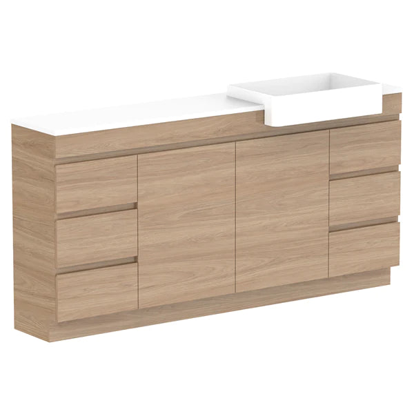 ADP Glacier Semi Recessed Door & Drawer Trio Vanity Solid Surface Top - Lite