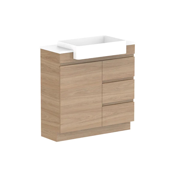 ADP Glacier Semi Recessed Door & Drawer Trio Vanity Solid Surface Top - Lite