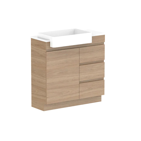 ADP Glacier Semi Recessed Door & Drawer Trio Vanity Solid Surface Top - Lite