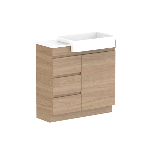 ADP Glacier Semi Recessed Door & Drawer Trio Vanity Solid Surface Top - Lite