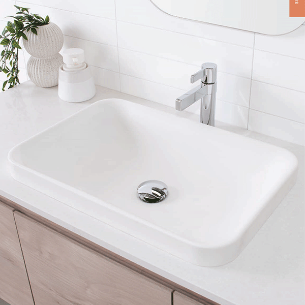 ADP Pride Solid Surface Semi-Inset Basin - Matte White - Wellsons