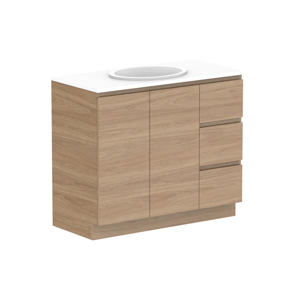 ADP Glacier Door and Drawer Trio Vanity with Solid Surface Top - Lite