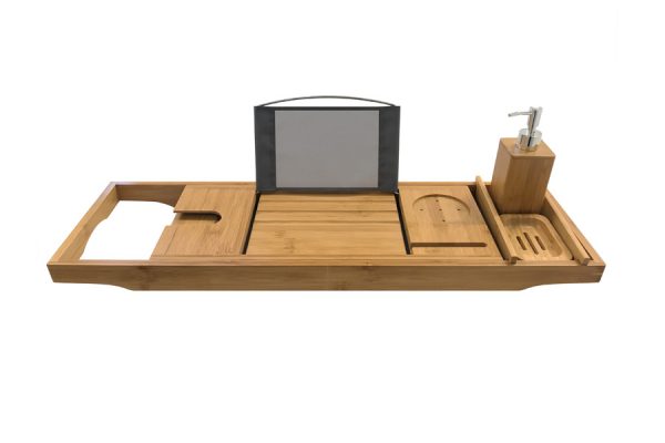 Decina Bamboo Bath Caddy, Soap Dish & Dispenser