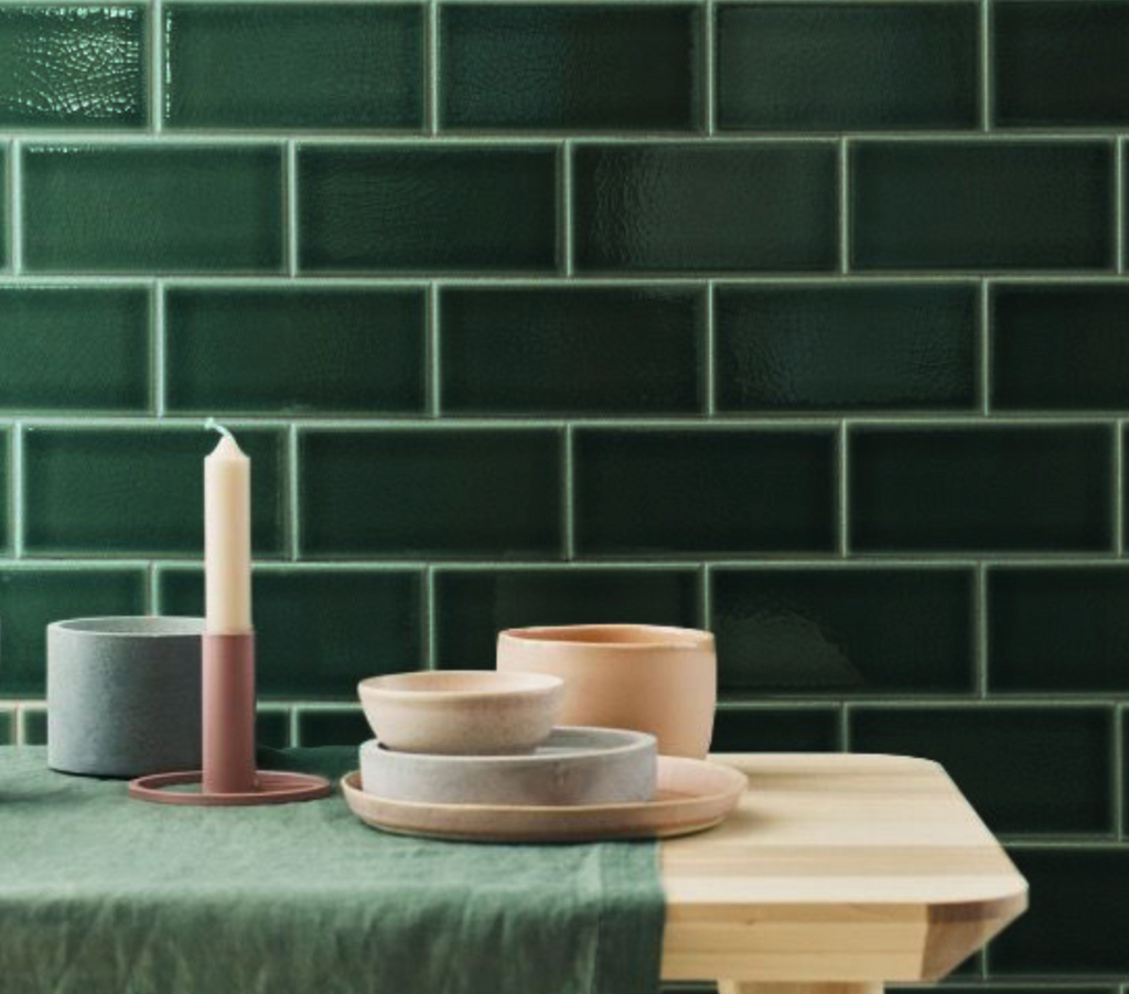 Cambridge Green Gloss Subway Crackle Tile