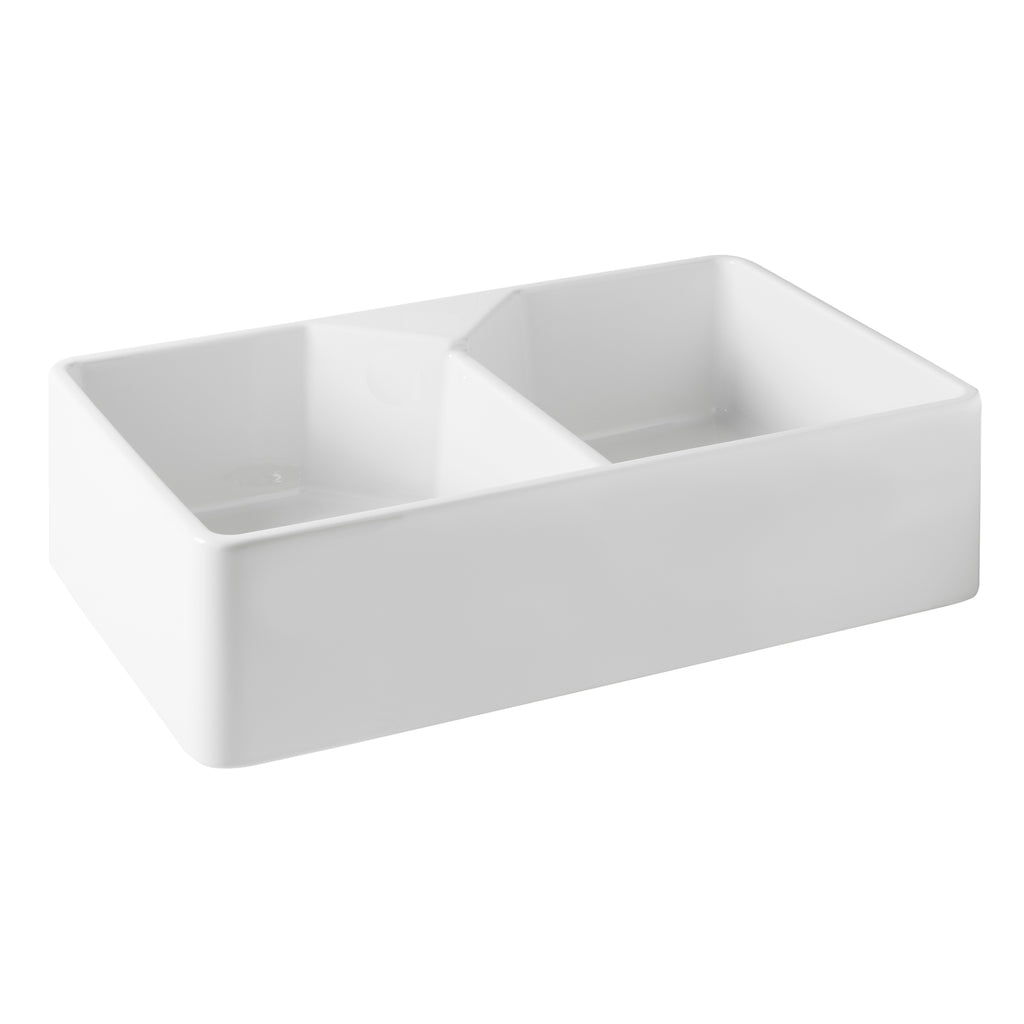 Turner Hastings Chester 80x50 NTH Double Bowl Fireclay Sink - no overflow