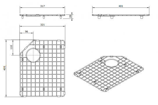 Turner Hastings Chester Stainless Steel Grid - RHB