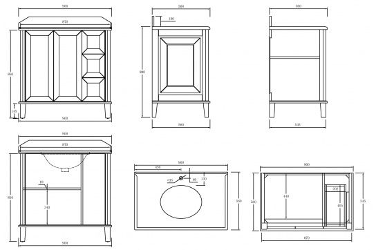 Turner Hastings Coventry 90x55 White Vanity with Marble Top - 3 Taphole