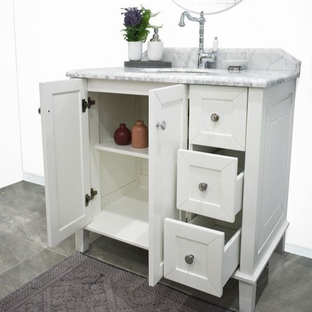 Turner Hastings Coventry 90x55 White Vanity with Marble Top - 1 Taphole