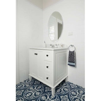 Turner Hastings Coventry 90x55 White Vanity with Marble Top - 1 Taphole