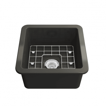 Turner Hastings Cuisine 46x46 Inset / Undermount Fireclay Sink Matte Black with Overflow