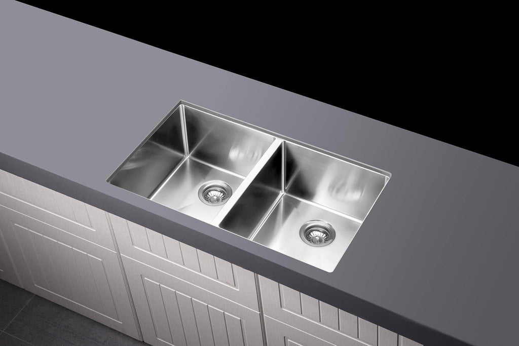 Meir Kitchen Sink Double Bowl 760 x 440 - Brushed Nickel