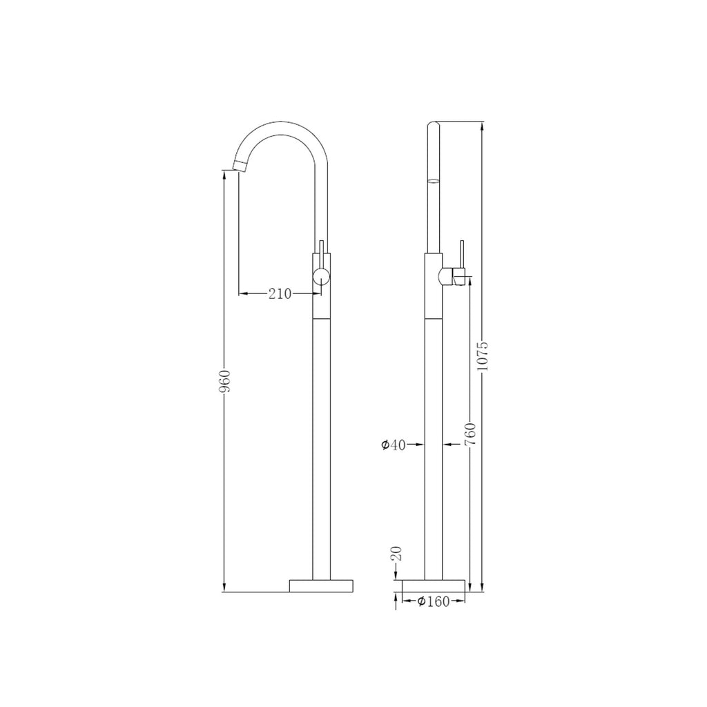 Nero Dolce Freestanding Bath Mixer - Brushed Gold - Wellsons