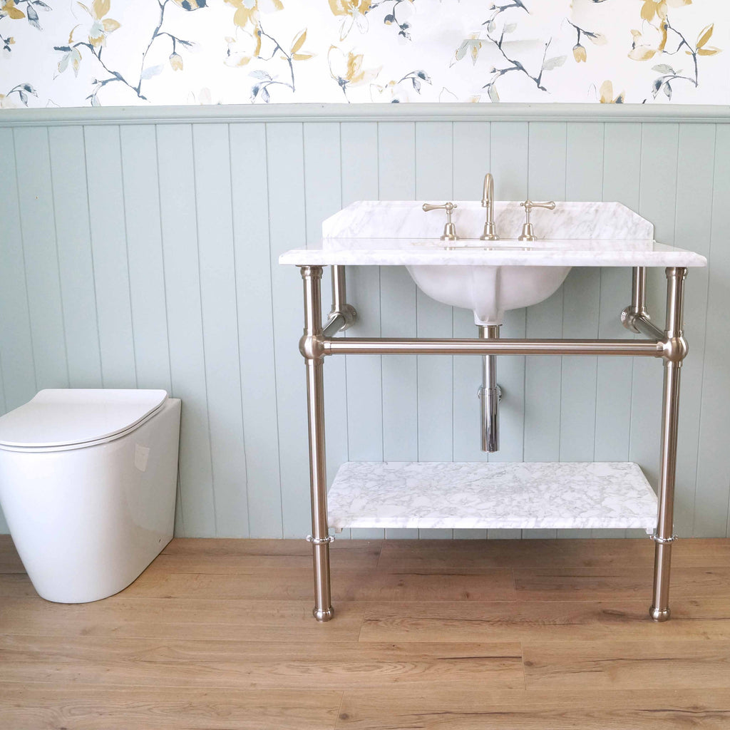 Turner Hastings Mayer Washstand with 90 x 55 Real Carrara Marble Top