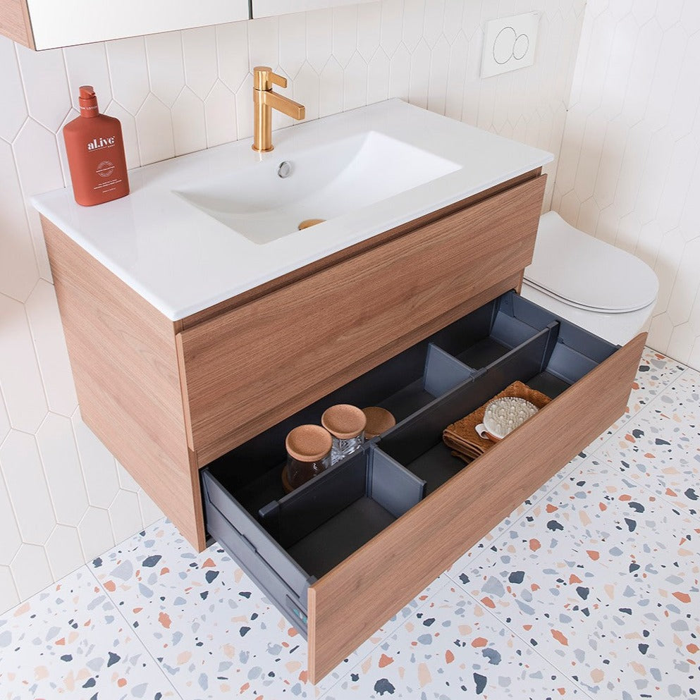 ADP Glacier Ceramic All-Drawer Twin Wall Hung Vanity - Wellsons