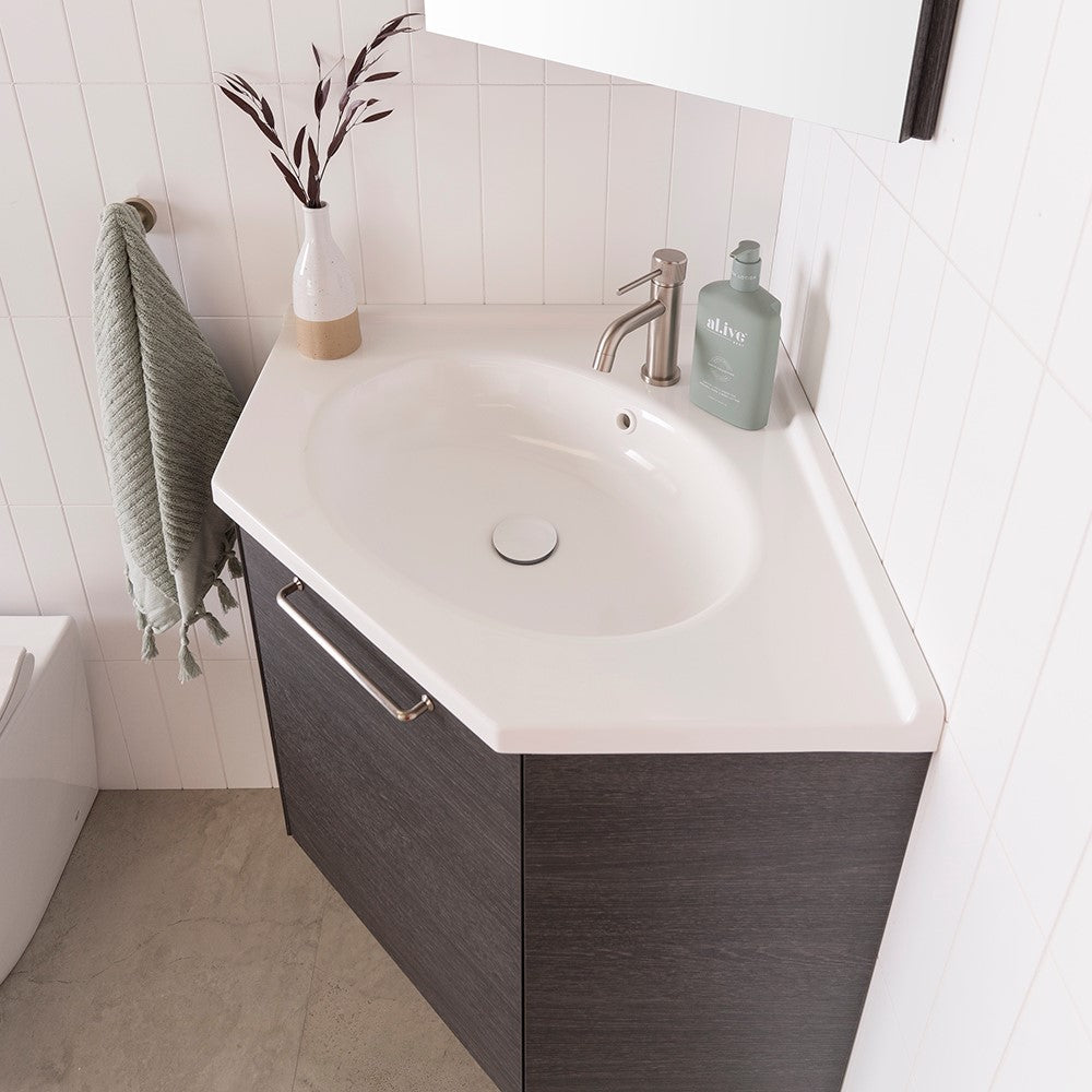 ADP Glacier Corner Vanity Cast Marble Moulded Top - Lite