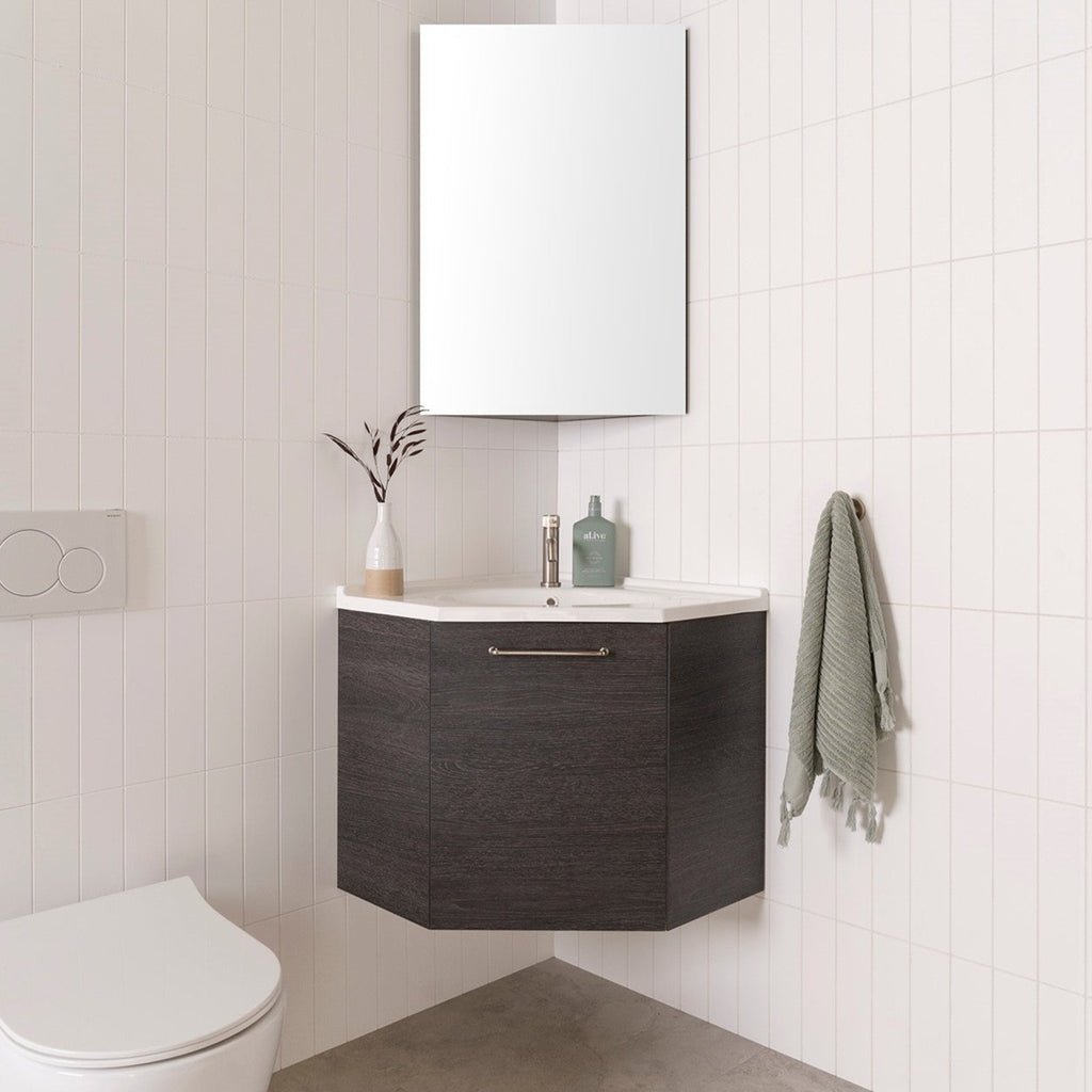 ADP Glacier Corner Vanity Cast Marble Moulded Top - Lite