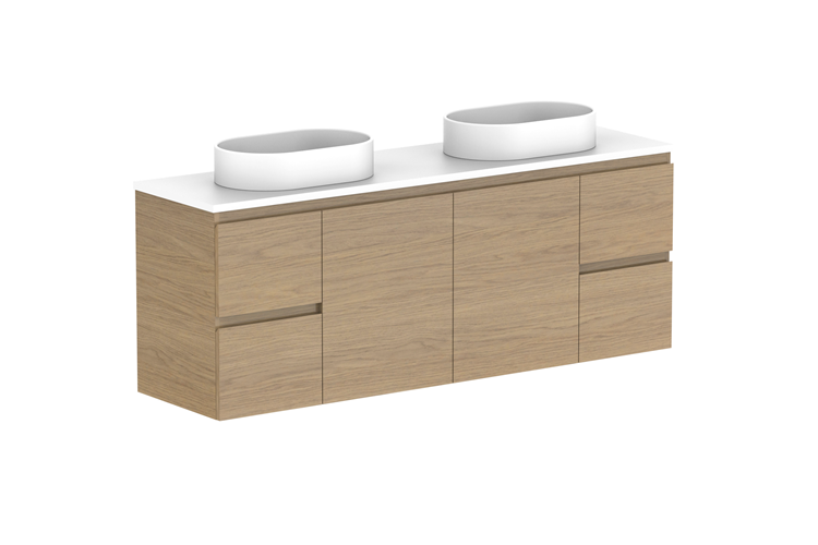 ADP Glacier Ensuite Door & Drawer Twin Wall Hung Vanity - Lite