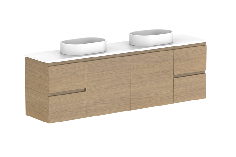 ADP Glacier Ensuite Door & Drawer Twin Wall Hung Vanity - Lite