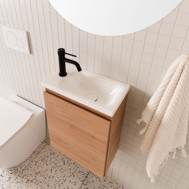 ADP Glacier Mini Wall Hung Small Vanity With Cast Marble Top - Lite