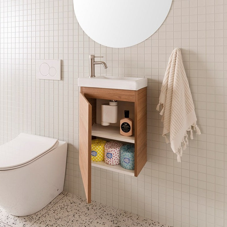 ADP Glacier Mini Wall Hung Small Vanity With Cast Marble Top - Lite