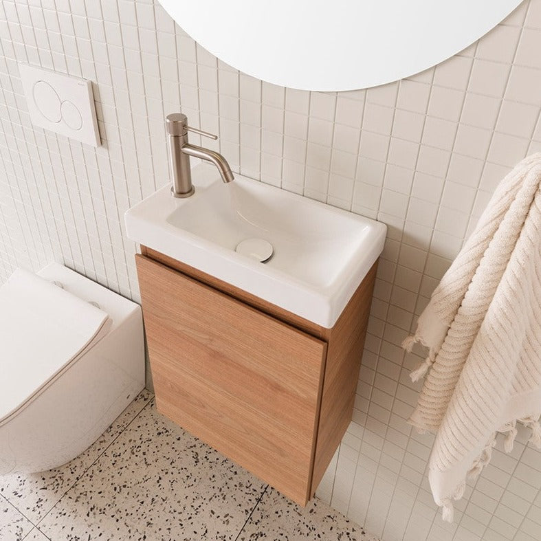 ADP Glacier Mini Wall Hung Small Vanity With Cast Marble Top - Lite