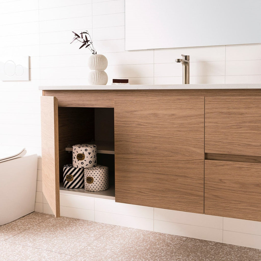ADP Glacier Door and Drawer Twin Vanity with Solid Surface Top - Lite