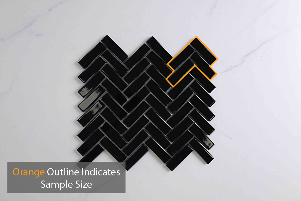Brilliance Gloss Black Herringbone Tile