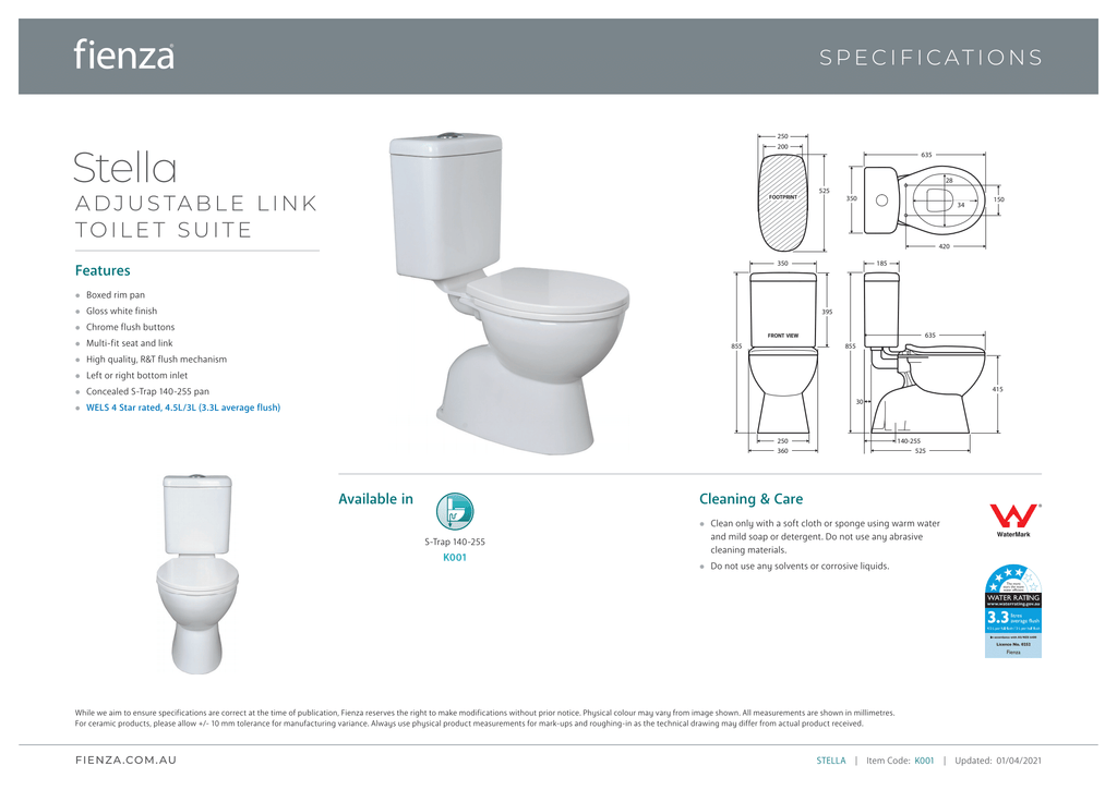 Fienza Stella Adjustable Link Suite - Wellsons