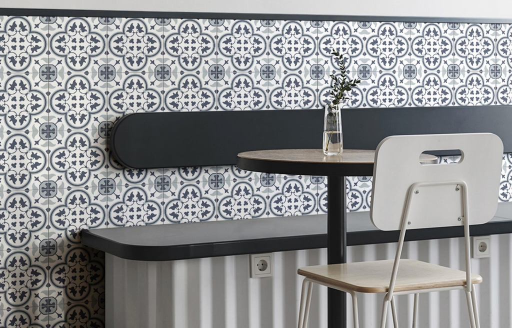 Indigo Mid Blue Matt Encaustic Look Tile