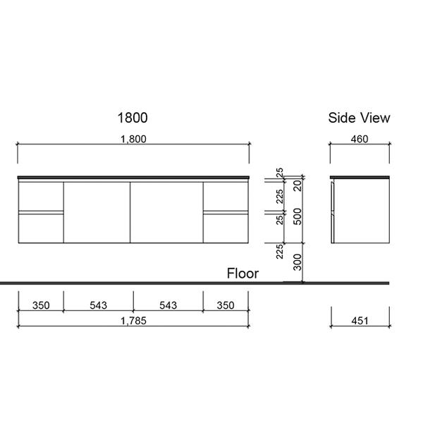 Timberline Nevada Wall Hung Vanity with Regal Acrylic Top - Wellsons