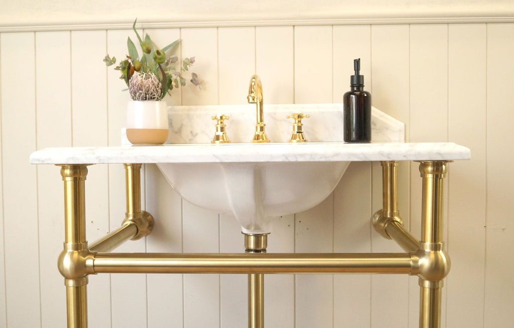 Turner Hastings Mayer Washstand with 75 x 55 Real Carrara Marble Top