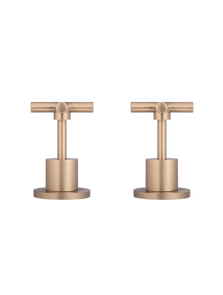 Meir Round Cross Handle Wall Top Assemblies - Champagne Rose Gold