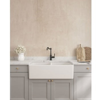 Turner Hastings Novi 85x46 Double Bowl Fireclay Butler Sink - Matte White