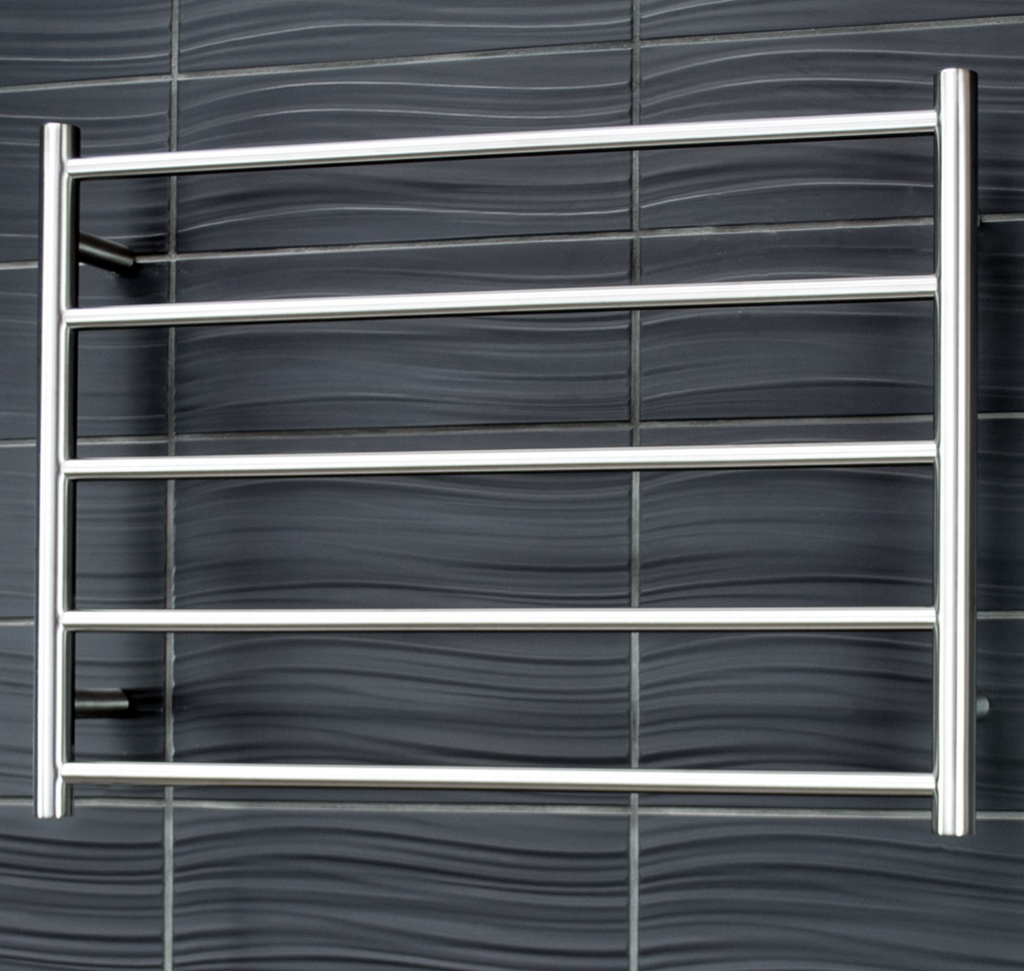 Radiant Heating Round Bars 240V Heated Towel Rails Brushed Satin 750 x 550