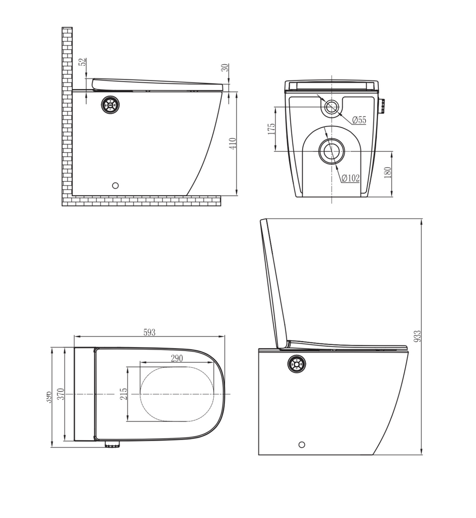 Gallaria Lenza Comfort Wall Faced Electric Smart Toilet Suite