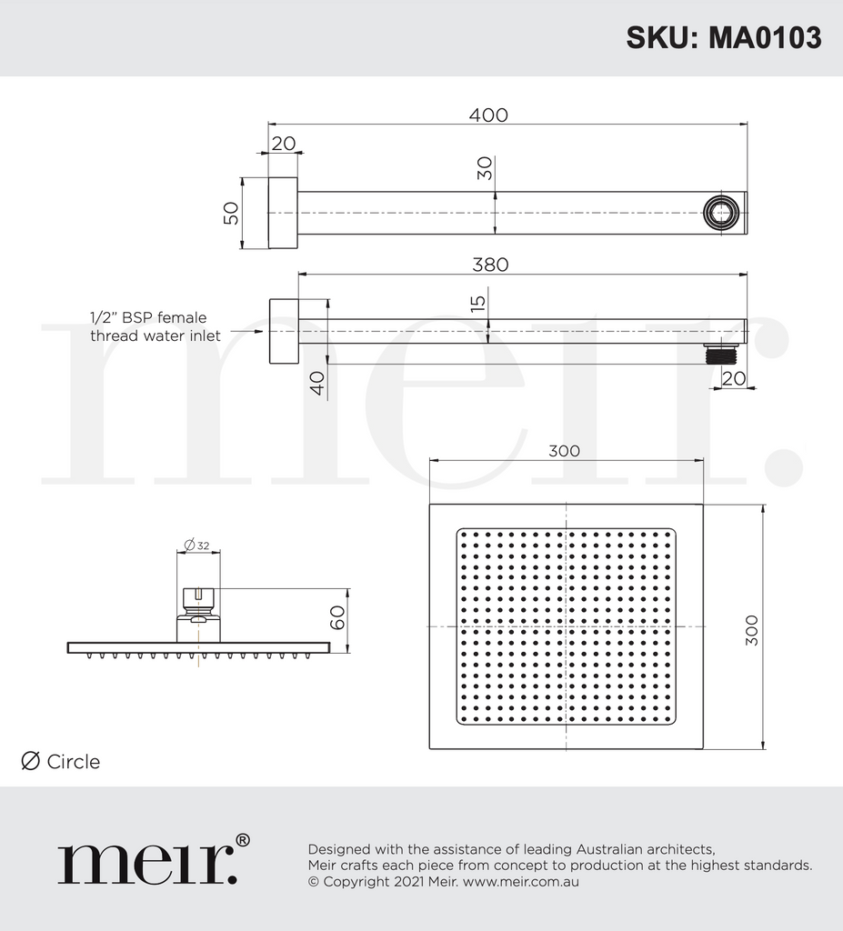 Meir Square Wall Shower - Matte Black