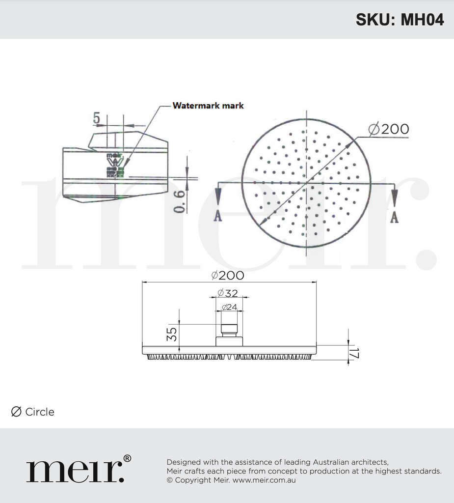 Meir Round Shower Rose - Champagne Rose Gold