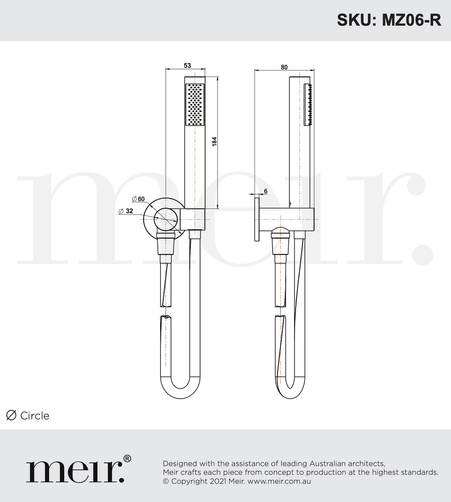 Meir Round Shower On Bracket - Shadow