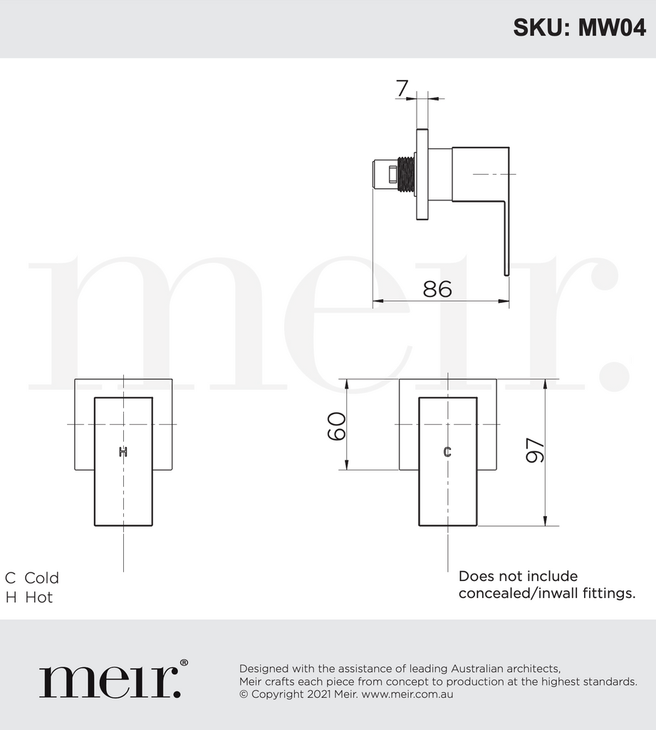 Meir Square Quarter Turn Wall Top Assemblies - Matte Black