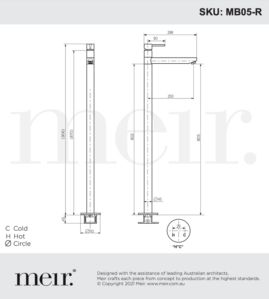 Meir Round Freestanding Bath Mixer - Matte Black