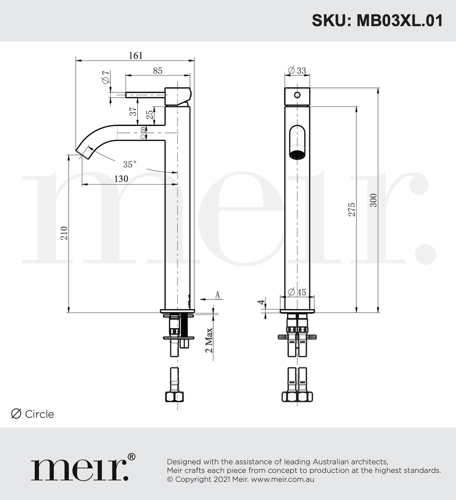 Meir Piccola Tall Basin Mixer Tap - Champagne Rose Gold