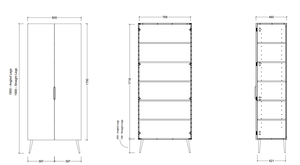 Timberline Sutherland House Deco Tallboy Cabinet With Legs