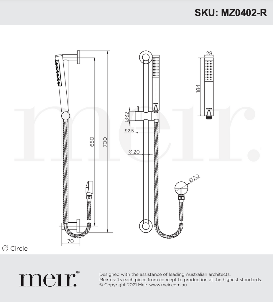 Meir Round Shower On Rail Column - Tiger Bronze