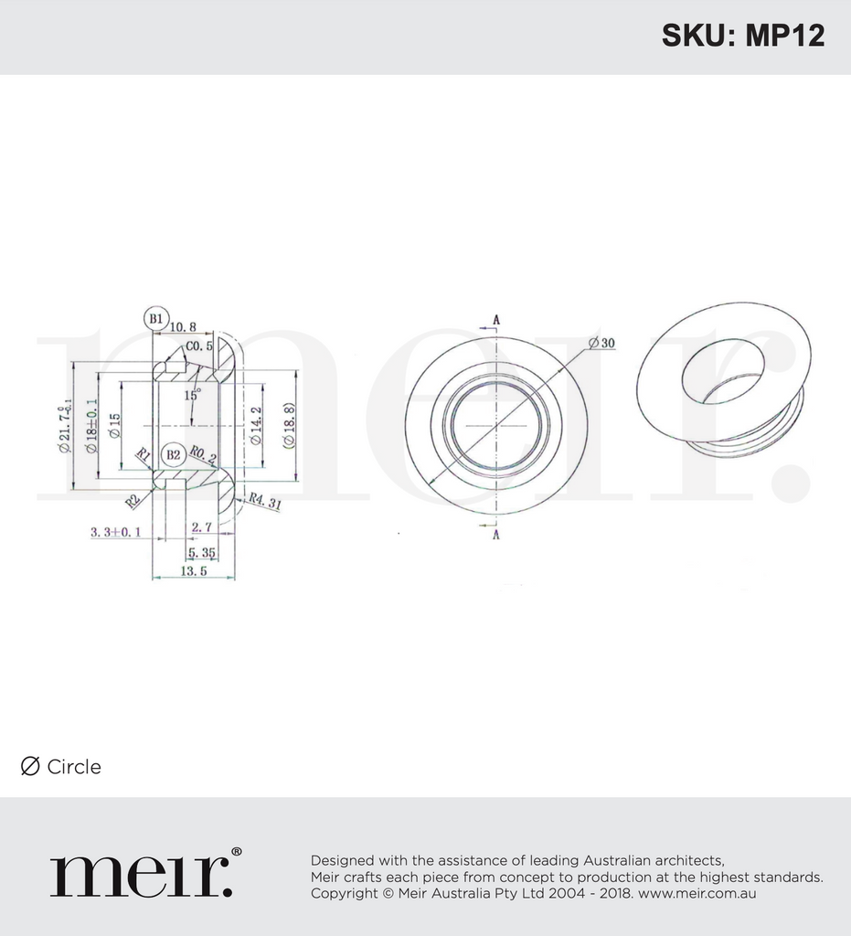 Meir Round Basin Overflow Cover - Matte Black