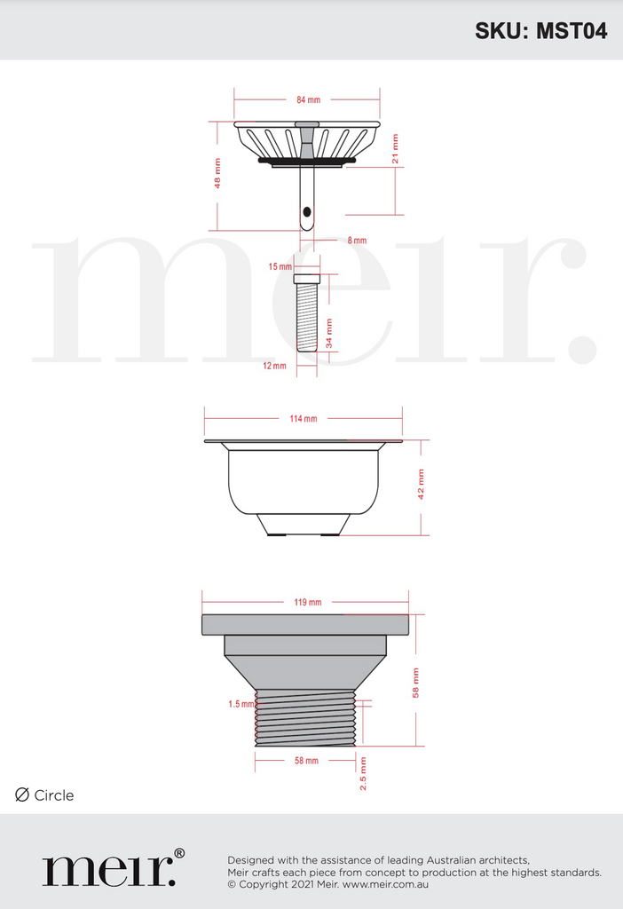 Meir Sink Strainer & Waste Plug Basket With Stopper - Brushed Nickel