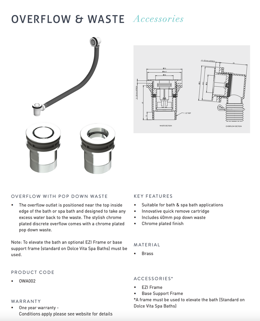 Decina Bath Pop-Down Chrome Waste & Overflow
