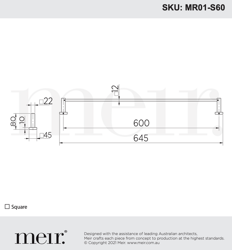 Meir Square Quest Towel Rail - Matte Black