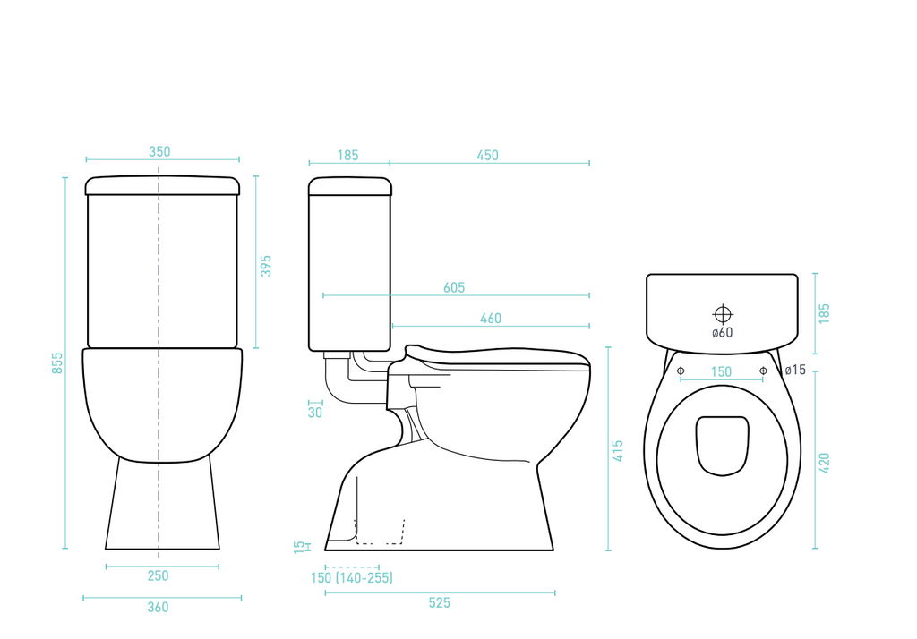 Decina Novara Connector Toilet Suite