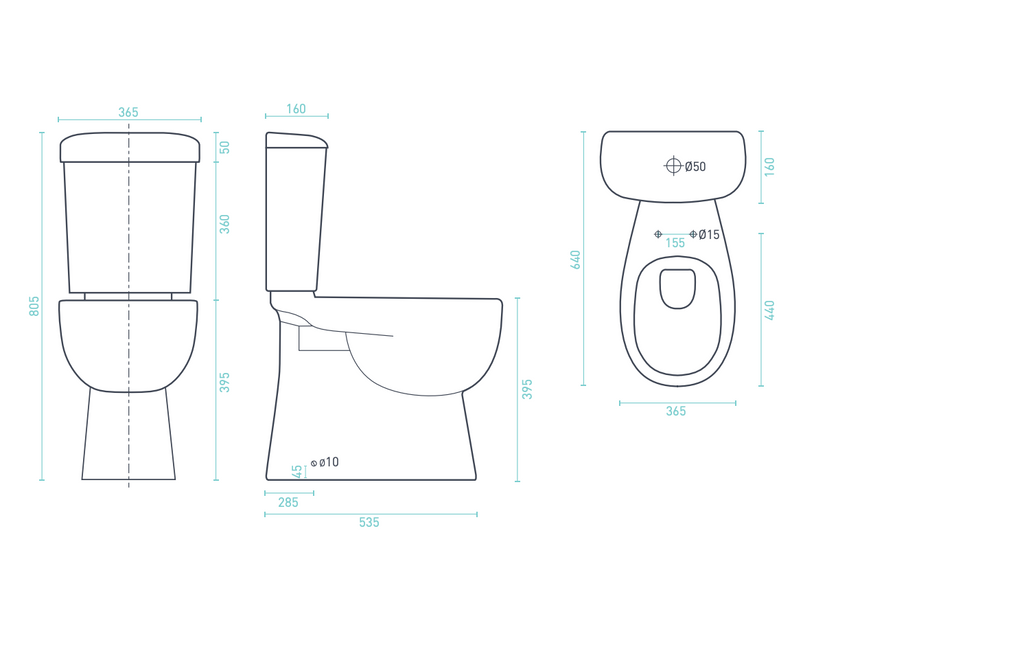 Decina Novara Rimless Closed Coupled Toilet Suite