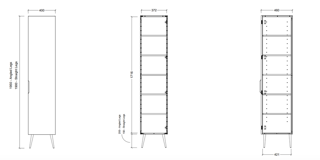 Timberline Sutherland House Deco Tallboy Cabinet With Legs